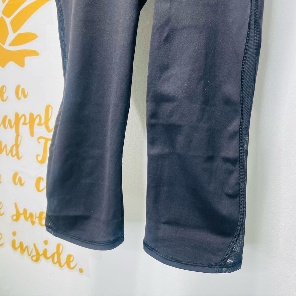LULULEMON Wunder Under Solid Black Crop Side Mesh Leggings Size 4 - Picture 5 of 9